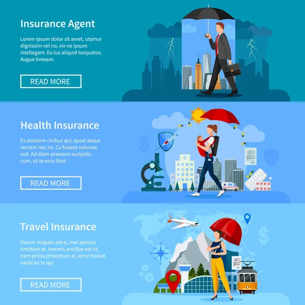 Insurance Banners Set — Stock vektor