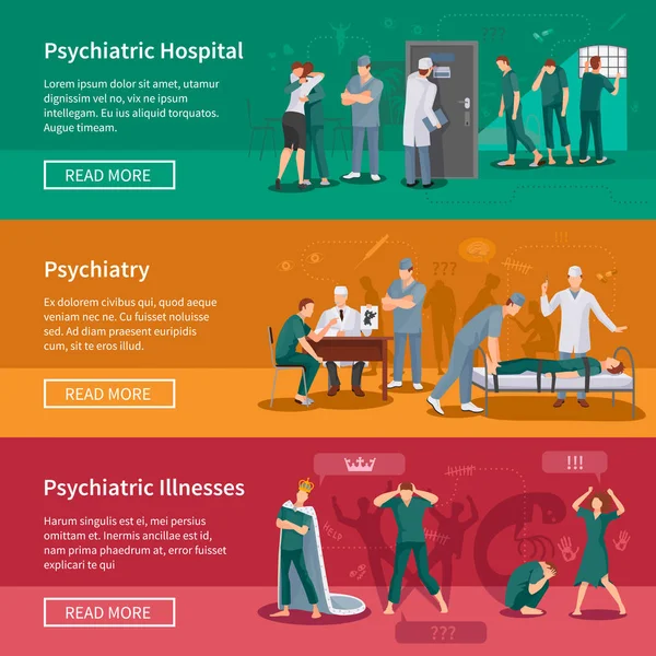Set di banner per malattie psichiatriche — Vettoriale Stock