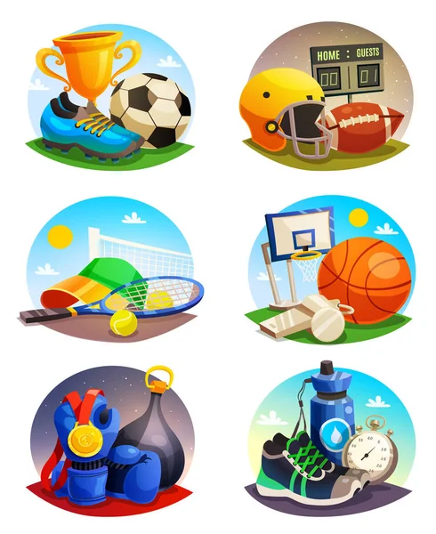 Pictures Collection Of Sport Inventory — Stock Vector