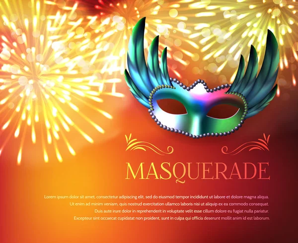 Masquerade Fireworks Display Poster — Stock Vector