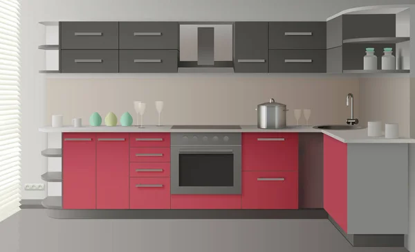 Interior de cocina moderna — Vector de stock