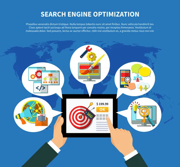 Conceito mundial de serviços de SEO —  Vetores de Stock