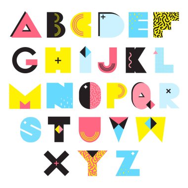 Alphabet Memphis Style Illustration clipart