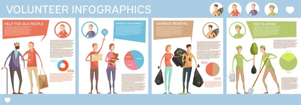 Voluntariado Horizontal Poster Infografías — Archivo Imágenes Vectoriales