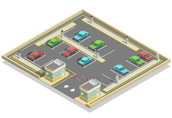 Zona de aparcamiento Isométrico Ubicación — Vector de stock