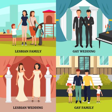     Eşcinsel aile kavramı Icons Set