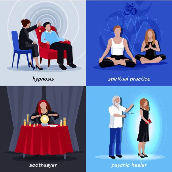 Zestaw ikon pozazmysłowe hipnoza — Wektor stockowy