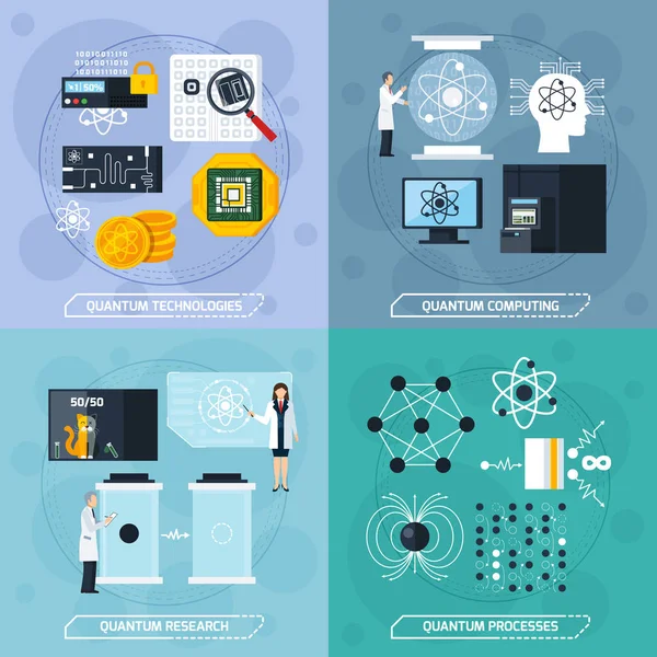 Concepto de diseño de procesos cuánticos 2x2 — Vector de stock