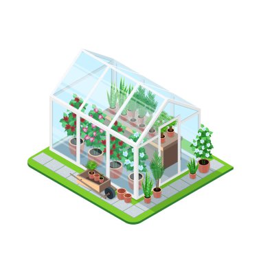 Greenhouse isometric composition clipart
