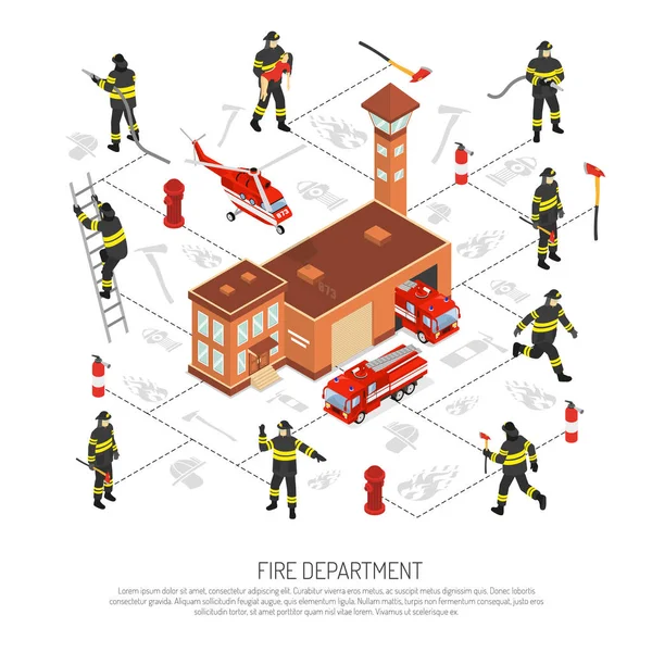 Infografía Departamento de Bomberos — Vector de stock