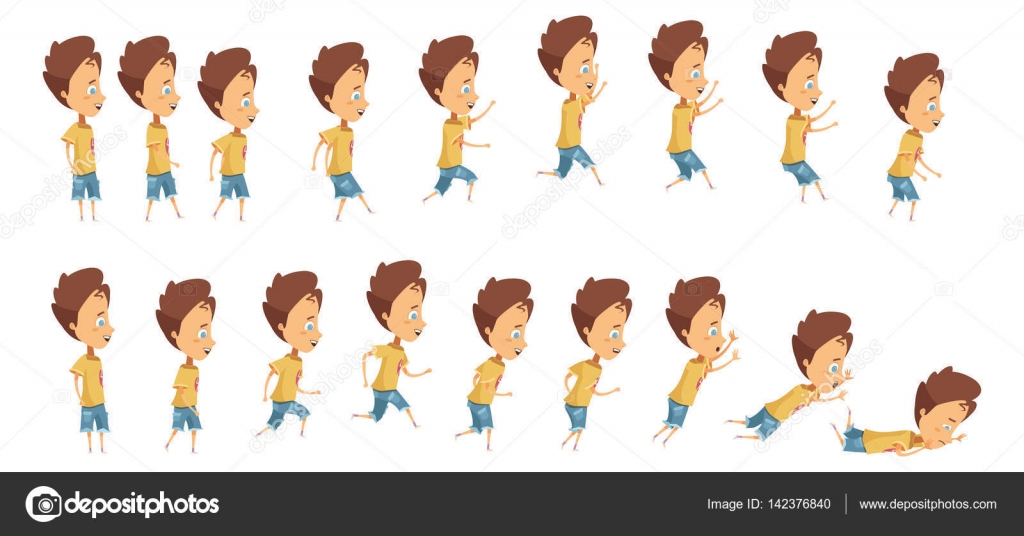 Jumping And Falling Boy Animation — Stock Vector ...