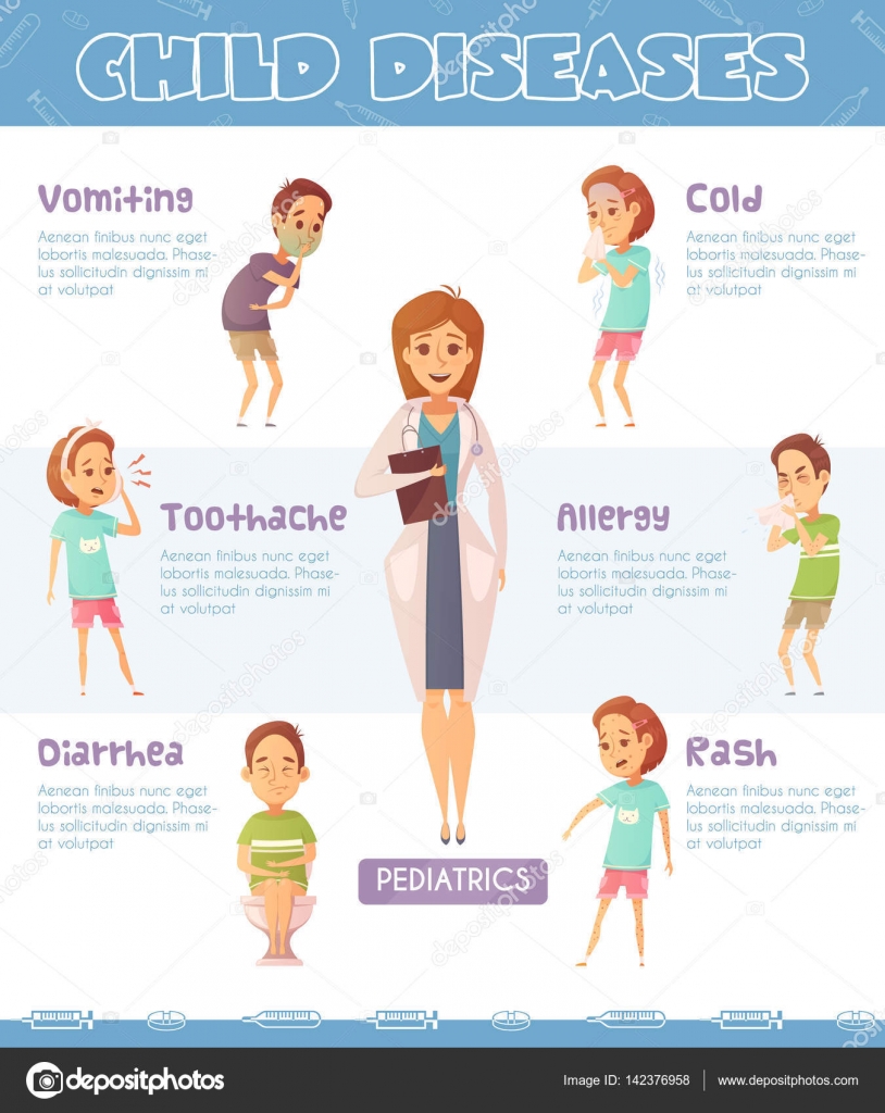 Infantile Diseases Cartoon Poster Stock Vector Image by ©macrovector