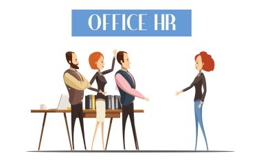 Office İK çizgi film tarzı illüstrasyon