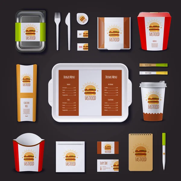 Identidad corporativa de comida rápida — Archivo Imágenes Vectoriales