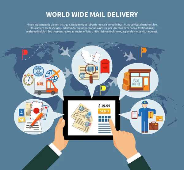 Services postaux Design en ligne — Image vectorielle