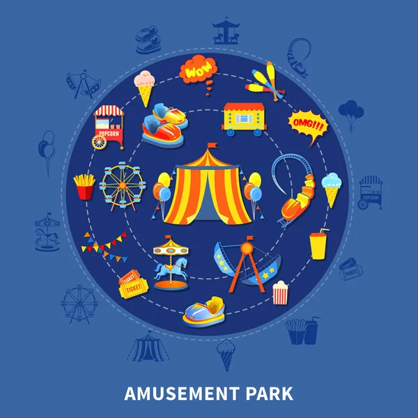 Amusement park set vector illustration — Stock Vector