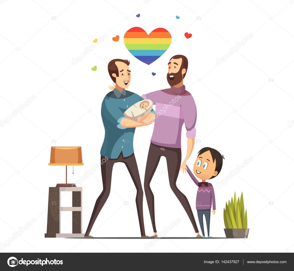 四对卡通同性恋夫妇图片素材-编号22439212-图行天下