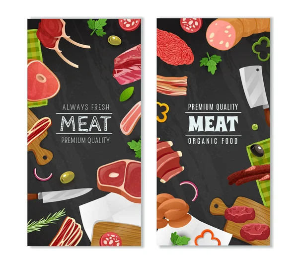Set di banner per il mercato della carne — Vettoriale Stock