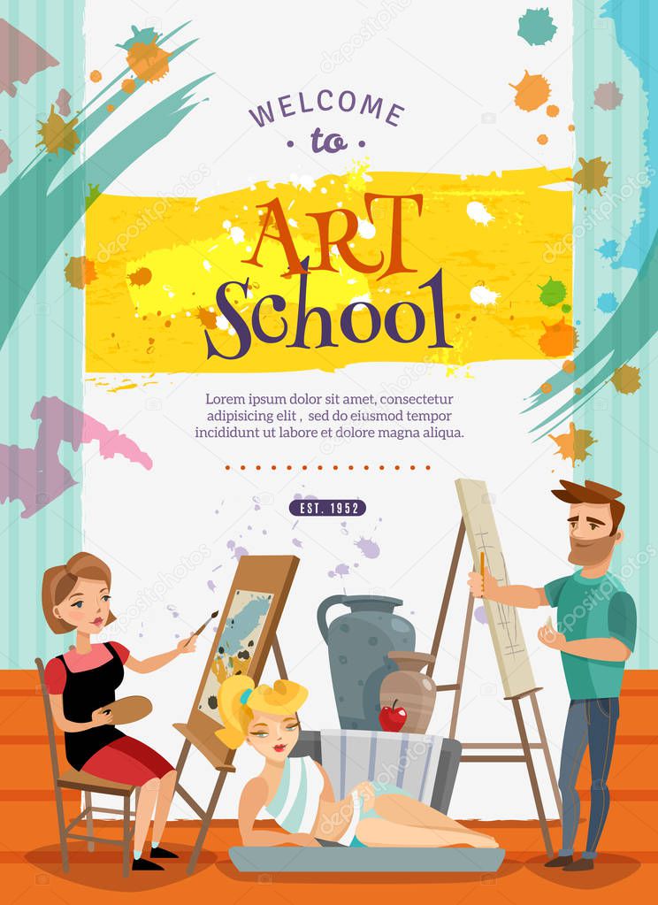 Visual Art School Classes Offer  Poster