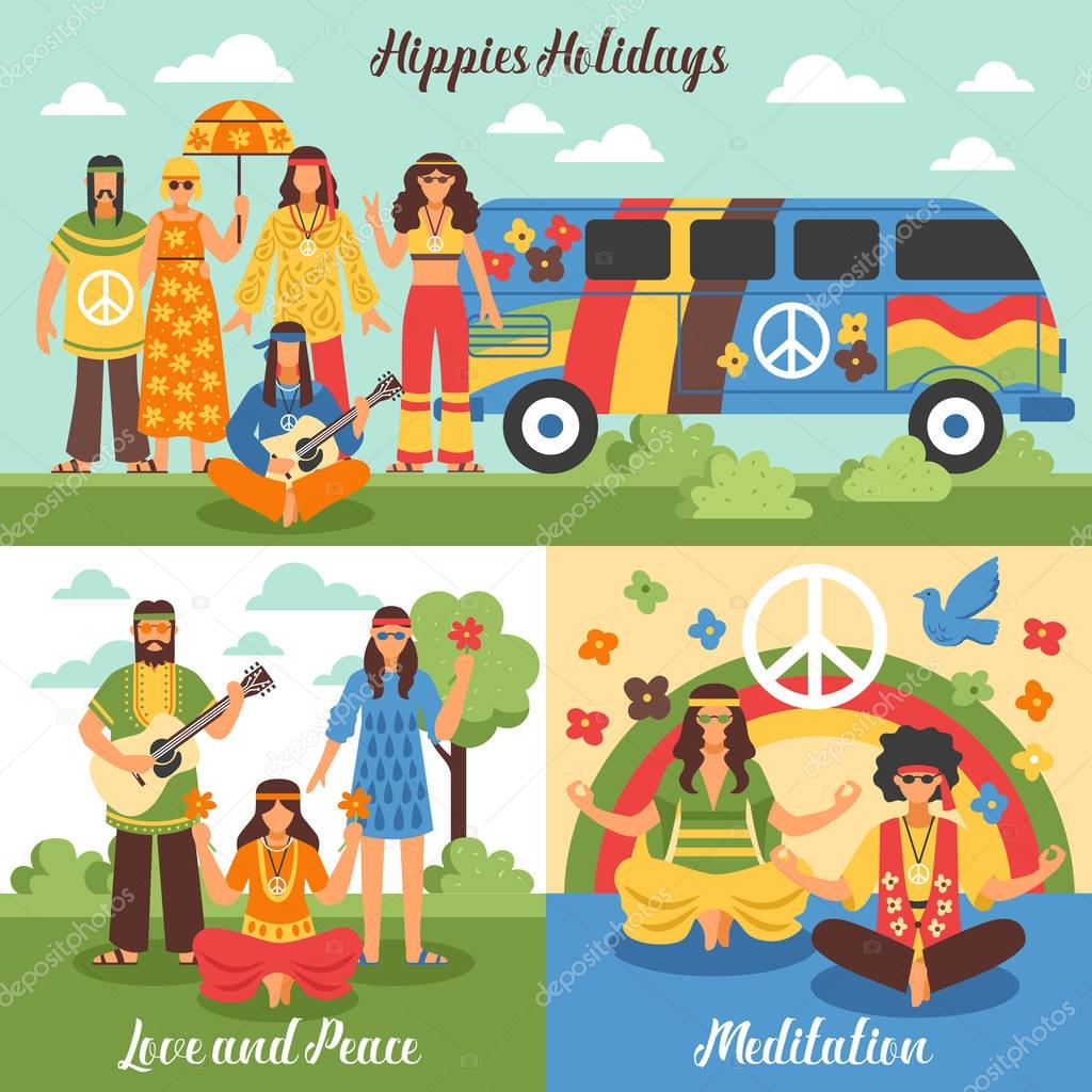 Hippie Design Concept Set 