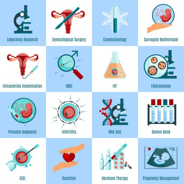 Artificial Insemination Square Icons Set  clipart