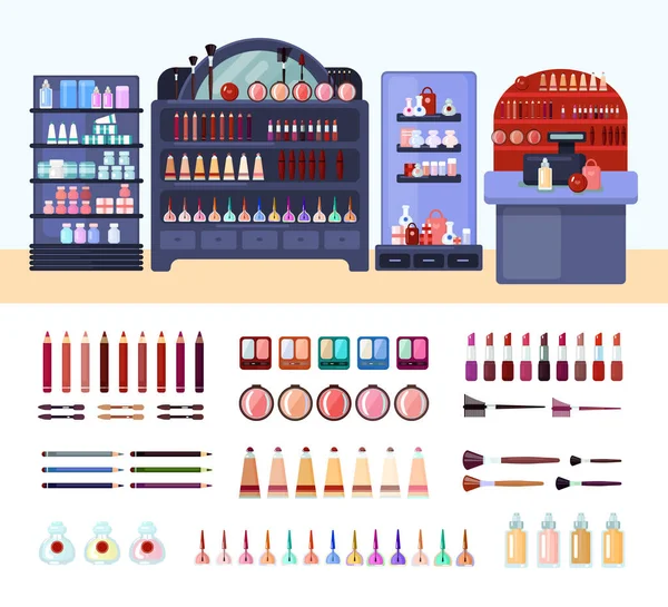 Composición de la tienda de salud y belleza — Vector de stock