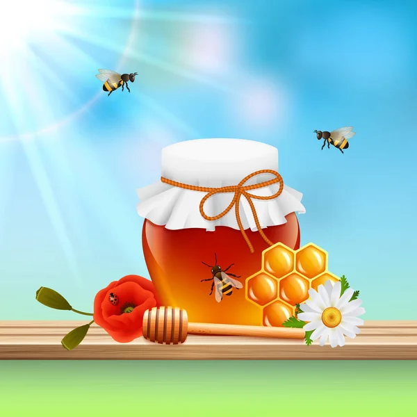 Composição colorida de mel — Vetor de Stock
