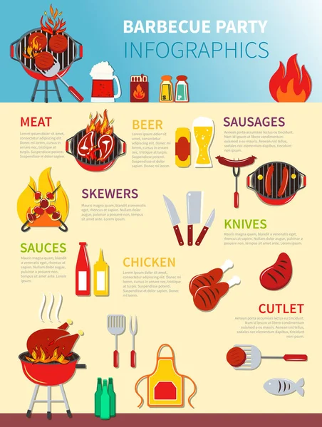 Infografica del partito del barbecue — Vettoriale Stock