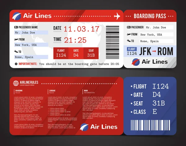 Boarding Pass Design složení — Stockový vektor