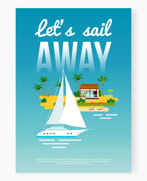 Sail Away Vacation Poster — Stock Vector