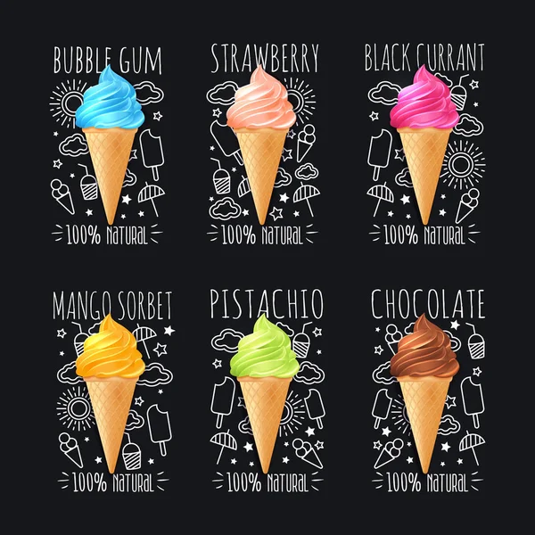 Set de pizarra de helado — Vector de stock