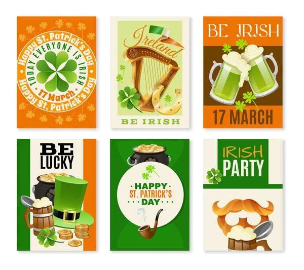 Saint Patricks Day Celebration Banners Set — Stock Vector