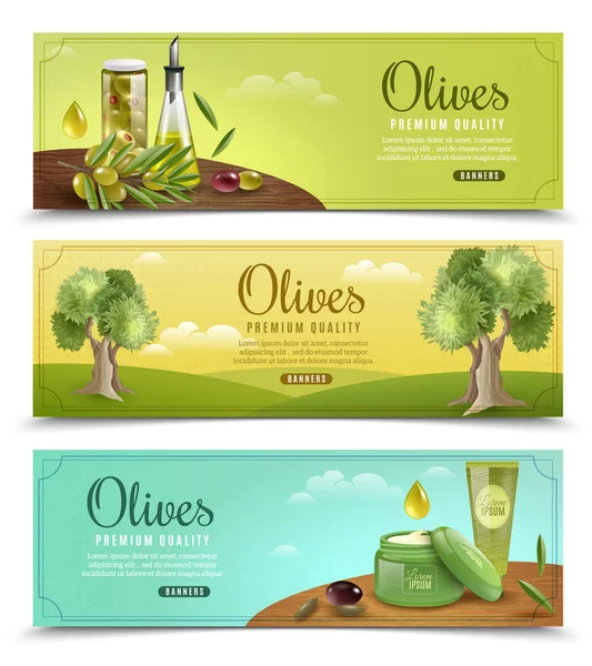 Ensemble de bannières d'olive — Image vectorielle