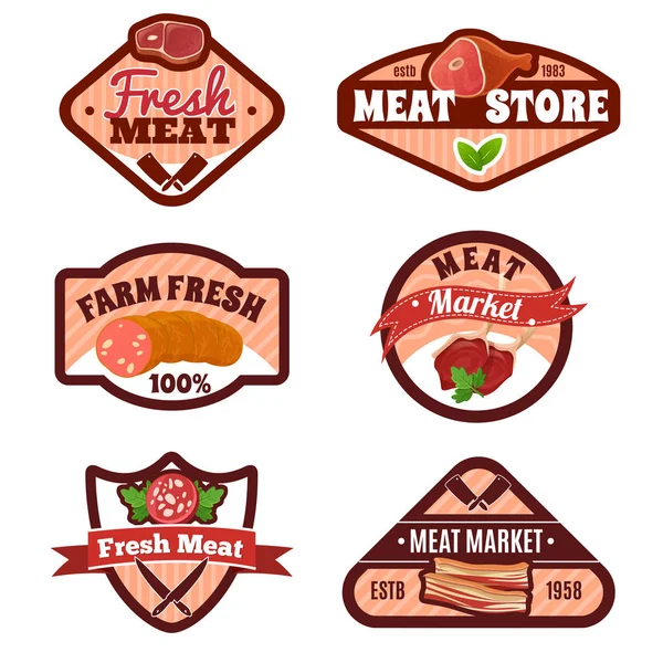 Conjunto de emblemas del mercado de carne — Archivo Imágenes Vectoriales