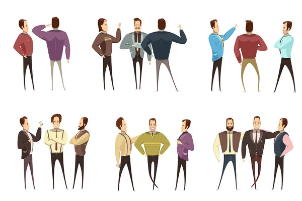 Groupes d'hommes d'affaires Cartoon Style Set — Image vectorielle