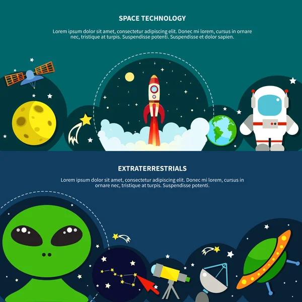 Space Technology Banners Set — Stock Vector