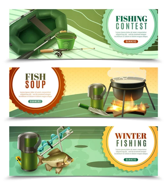 Fishing Sport Horizontal Banners Set