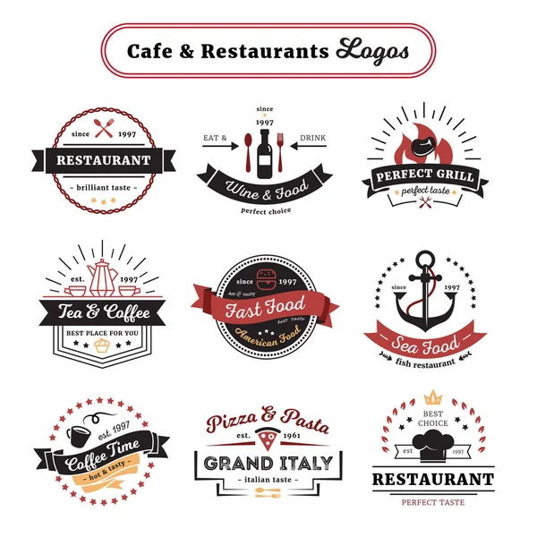 Cafe und Restaurant Logos Vintage Design — Stockvektor
