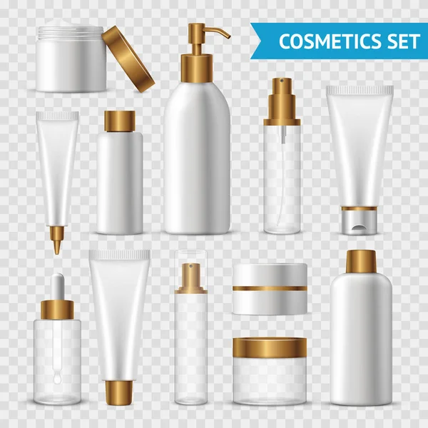 Set de iconos de cosméticos transparentes — Vector de stock