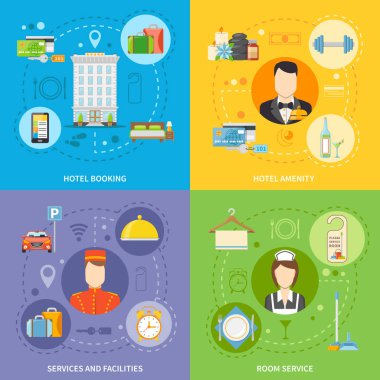 Otel hizmeti kavramı Icons Set