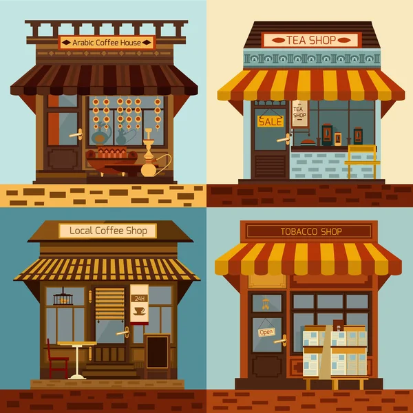 Набор фасадов магазинов — стоковый вектор