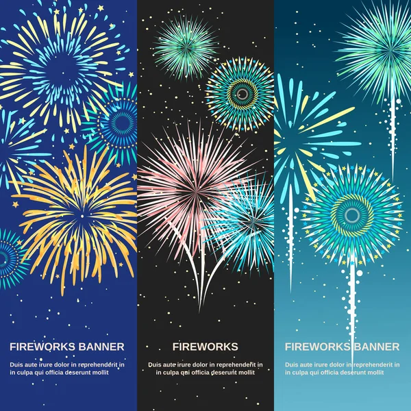 Fuegos artificiales festivos Banners verticales abstractos — Archivo Imágenes Vectoriales
