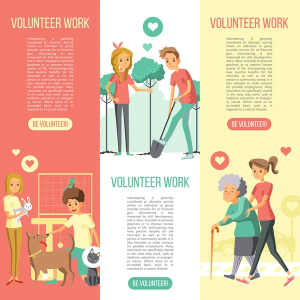 Voluntarios Trabajo Vertical Banners conjunto — Vector de stock