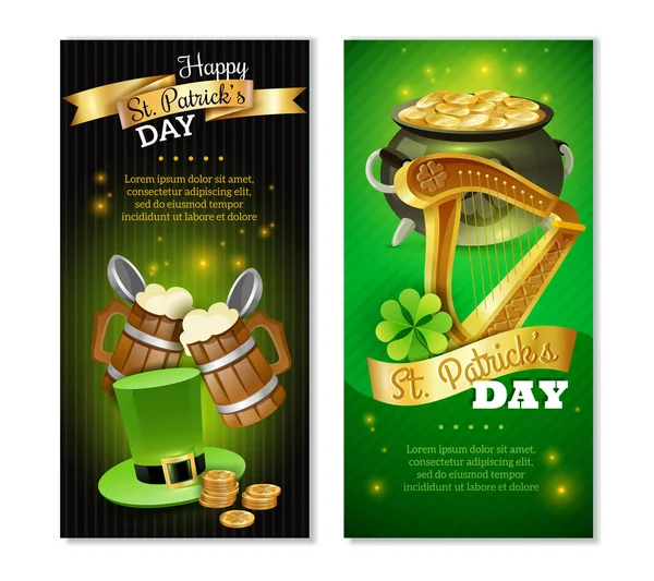 Saint Patricks Day Vertical Banners Set — Stock Vector