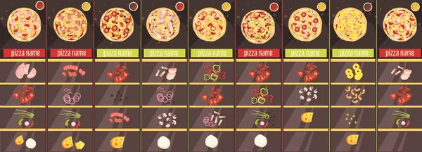Pizza kreskówki stylu Menu szablon — Wektor stockowy