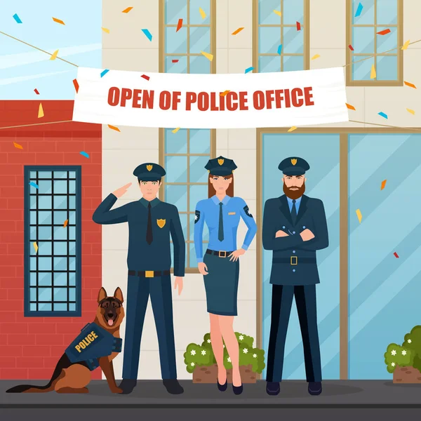 Composizione di gente di polizia festiva — Vettoriale Stock