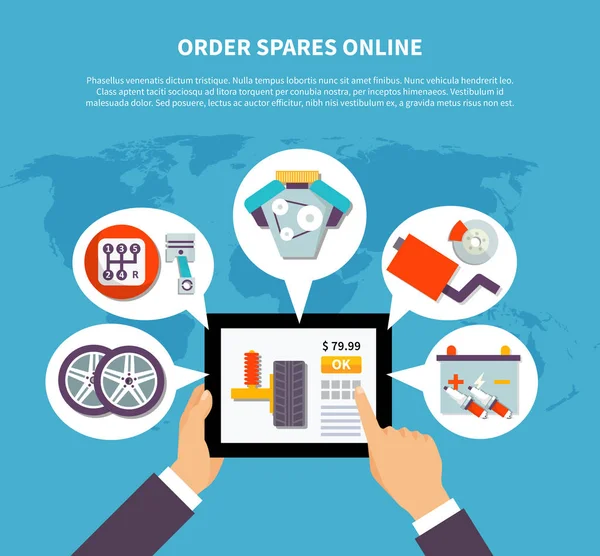 Order Spares Online Design Concept — Stock Vector