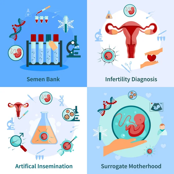 Conjunto de iconos de concepto de inseminación artificial — Archivo Imágenes Vectoriales
