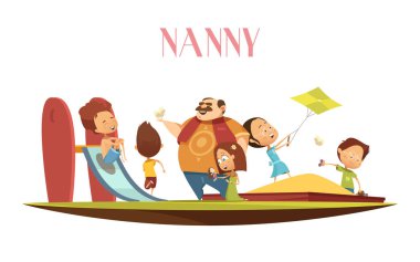 Erkek bakıcı Çocuk Karikatür Çizim ile