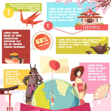 Japonya Retro karikatür Infographics